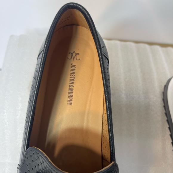 Johnston & Murphy Black Perforated Platform Loafers - Picture 5 of 16